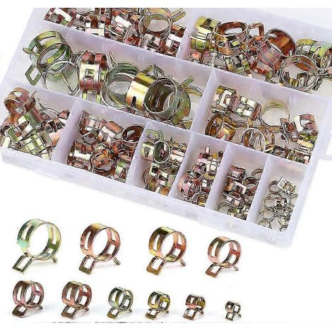 Collier de serrage à ressort pour tuyau d'essence - 100 pièces avec boîte de rangement - 6-22 mm, taille 10 (1/5)