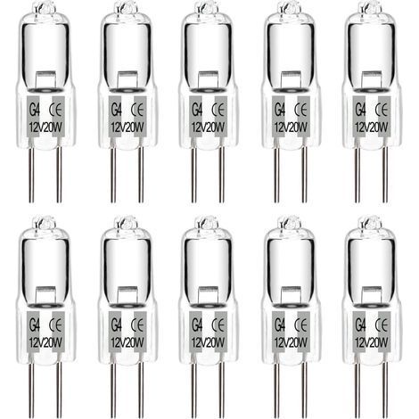 Ampoule Halogène G4 12V 20W Blanc Chaud Dimmable, Capsule G4 Halogene pour Hotte, Cuisine, Lustre, Salon, Lot de 10 [Classe énergétique G] (1/5)