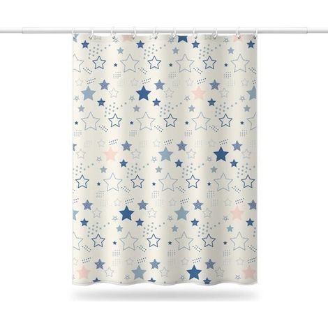 Duschvorhang Pentagramm – Wasserdicht – 180x180 cm – Schimmelresistent – Blau