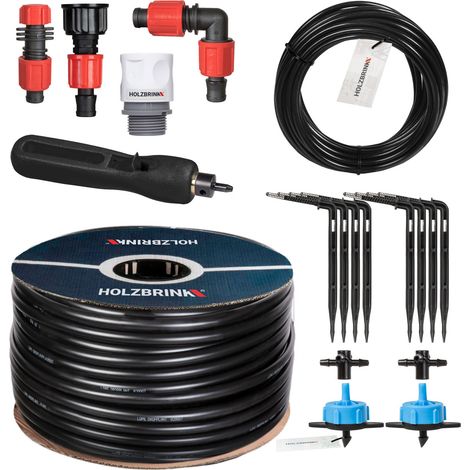 HOLZBRINK Start Set Gewächshaus Bewässerung Bewässerungssystem inkl. 10 m LDPE Verlegerohr 16 mm, 2x Tropfer 8l/h, HTB-10-B-10
