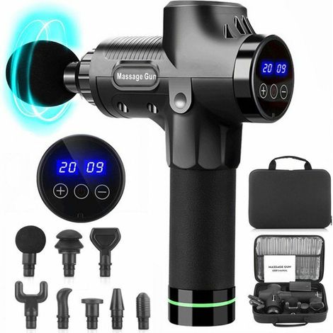 Pistolet de massage électrique 8 têtes 30 modes - Massage musculaire profond - Prise en main ergonomique (1/5)
