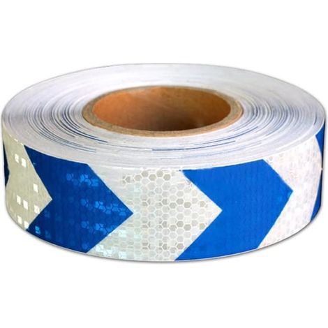 Nastro riflettente 5 cm x 3 m – Freccia a nido d'ape, 1 pezzo, blu-bianco, autoadesivo, nastro di segnalazione (1/5)