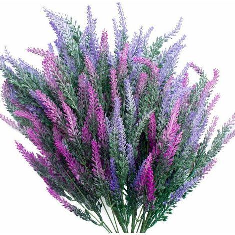 6pcs fleurs de lavande artificielles, fleurs artificielles lavande violet, fausses fleurs de lavande plante de lavande artificielle, décoration de fleurs artificielles pour bricolage mariage jardin bu