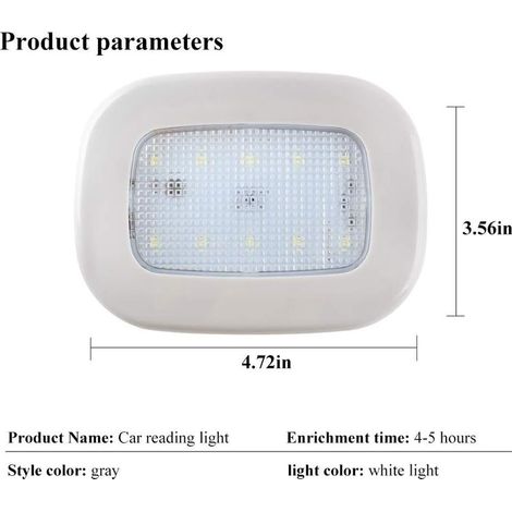 Teguangmei Auto Lampes de voiture LED Plafonnier de Dôme de Bouton poussoir sans fil USB rechargeable Commutateur Universel Interne Lumière de lecture et pour voiture Extérieur (Lumière blanche) (1/4)