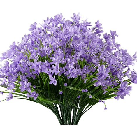 Lot de 12 bouquets de jonquilles artificielles, résistantes aux UV et à la décoloration, pour décoration de mariage, jardin, maison, Violet (1/5)