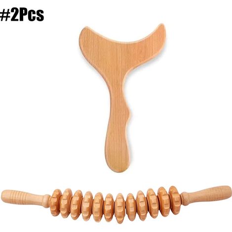 Kit de massage en bois pour la massothérapie, ensemble de rouleaux de massage en bois, outil de modelage corporel pour la relaxation musculaire et la réduction de la cellulite04751-AquaForge