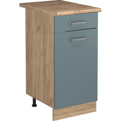 Küchenunterschrank R-Line, Blau-Grau/Goldkraft Eiche, 40 cm Arbeitsplatte Goldkraft Eiche, Vicco (1/5)