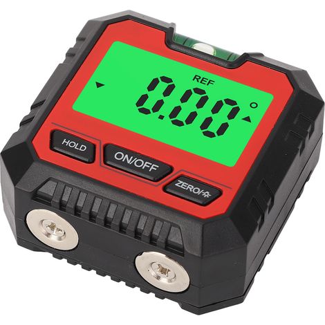Decdeal Boîte à niveau numérique LCD rétroéclairée - Base magnétique 4x90° - Mini rapporteur pour automobile et moto (Rouge)