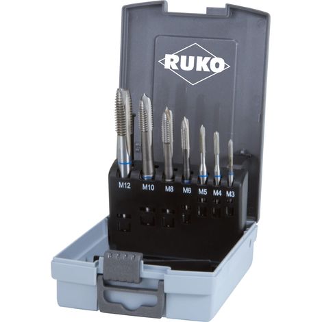 Set di maschi per macchine utensili RUKO, 7 pezzi, forma B HSS in valigetta di plastica - 245057RO