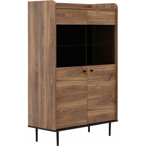 Étagère Ferenou 108 , Avec des portes, Fermé, Stratifié, Verre trempé, Le nombre de portes: 2, Nombre de tiroirs: 0, 140x90x40cm (1/4)