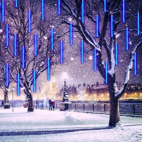 Guirlande lumineuse LED 80cm 8 Tubes 576 LEDS effet pluie de météorites gouttes diamants stalactite IP 65 intérieur extérieur Noël Vert (1/5)