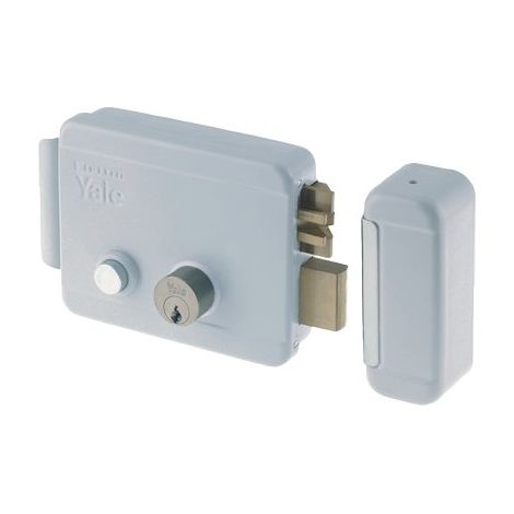 SERRATURA CANCELLO APPLICARE ELETTRICA 68880 YALE - ZINC. C.TONDO FISSO M2+SCR+PULS+TETT E.MM 70 DX