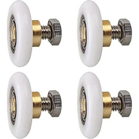 CSPARKV Rouleau de porte de douche 27mm, Rouleau Roulette Roue pour Porte de Douche Roulettes Coulissantes Porte Roue de Remplacement pour Rouleau 4 pièces (27MM) (1/5)