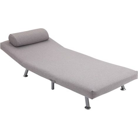 Versatile Grey Chair Bed with Adjustable Backrest,Thick Foam Comfort,and Removable Pillow Cover-Perfect for Guests