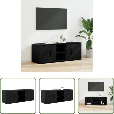 vidaXL Fernseh-Schrank - TV-Schränk Schwarz Eichen-Optik 100 x 31,5 x 35 cm (1/5)