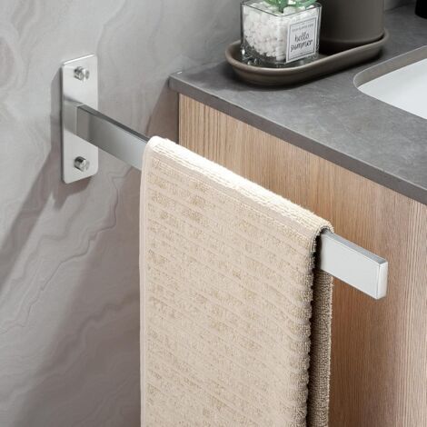 Porte Serviette Salle de Bain Double Porte-Serviettes Murale Brossé en Acier Inoxydable Argent pour Salle de Bain, Cuisine (1/5)
