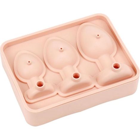 Bandeja para cubitos de hielo de 3 compartimentos,molde de silicona reutilizable para tazas de café helado (rosa) (1/4)