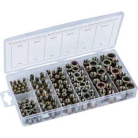 KIT SET ASSORTIMENTO DADI RIVETTI ACCIAIO GALVANIZZATO DADO 150pz M3-10 CONDOR