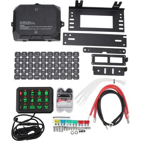 Pannello interruttori a 12 vie, da 12V a 24V, impermeabile IP65, colore RGB, universale (1/5)