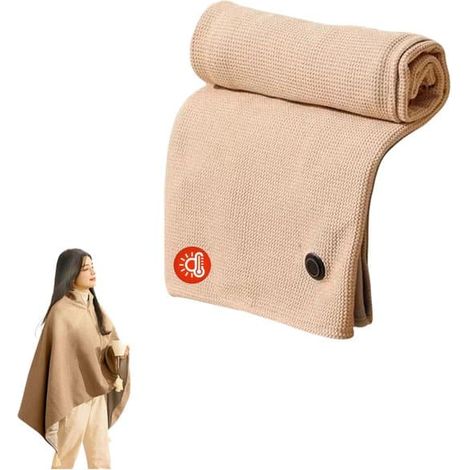 Couverture chauffante électrique rechargeable - Couverture chauffante - Couverture d'hiver alimentée par USB - Couverture chauffante douce avec cordon - rouge - 150 x 80 cm
