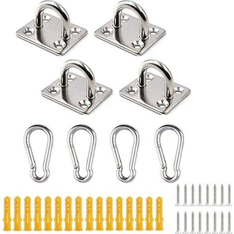 HOXILEELEOPlaques à œil en acier inoxydable, kit de matériel de voile de parasol très résistant pour accessoires de fixation de parasol mat (1/4)