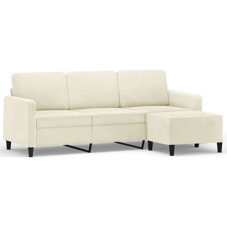 Canapé à 3 places,Sofa pour Salon,Banquette avec repose-pieds Crème 180 cm Velours CFW337724 (1/5)