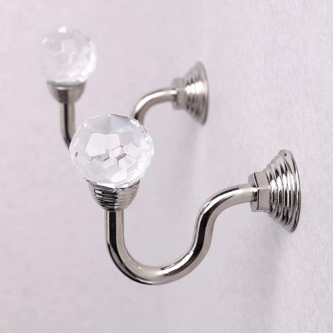 Lot de 2 embrasses murales pour rideaux avec crochets décoratifs en métal transparent (1/4)