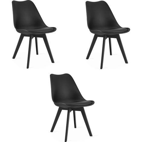 Chaise Mark - noire / pieds noirs x 3 (1/5)