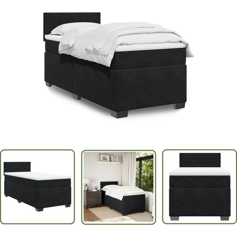 The Living Store Boxspringbett mit Matratze Schwarz 100x200 cm Samt - Samtsofa - Boxspringbett - Doppelbett - Schlafzimmermöbel - Bettgestell (1/5)
