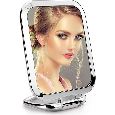 Miroir de poche grossissant double face, miroir de maquillage pliable pour voyage, petit miroir cosmétique carré debout pour miroir mural multiple (1/5)