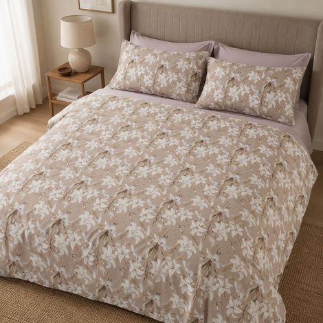 Juego de Cama Doble Saha, Funda Incluida, Satén, Lavable en Lavadora, 300x250 cm, Violeta Lila (1/5)