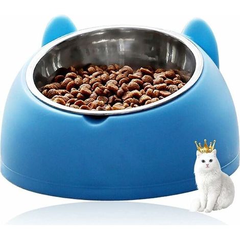 Doppelt erhöhter Katzennapf, bis zu 15° neigbar, Anti-Erbrechen- und rutschfester Haustiernapf mit automatischem Wasserreservoir, geeignet für Katzen und Welpen (Napf B) (1/4)