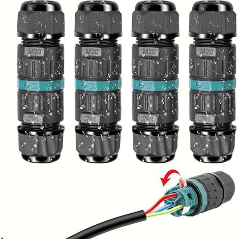 Waterproof Electrical Connector - 3 Wires Domino Outlet Junction Box, for Cable Diameter 5 to 12 mm (1/5)