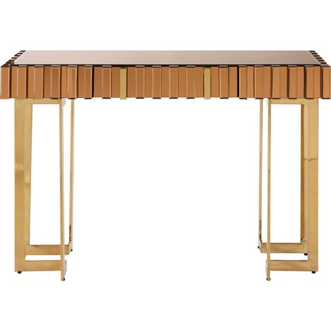 Interiors by Premier Reflective Gold Console Table with Drawer, Modern Mirrored Console Table, Gold Metal and Glass Console Table (1/5)
