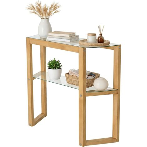 Dmora - Consola Euphoria, Mesa multiusos, Gabinete de soporte, Escritorio de pasillo, 85x31h85 cm, Roble, con embalaje reforzado