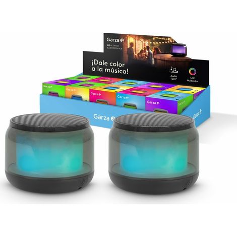 Pack 2 Altavoz Portátil Inalámbrico Bluetooth 5.1/ Micro SD con 15 Modos de luz LED Multicolor, Sonido 360º y Manos Libres