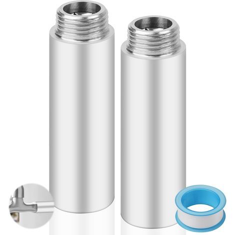 Set mit 2 Edelstahl-Wasserhahnverlängerungen G1/2, 80 mm, Gewindeanschluss für Badezimmer (1/5)