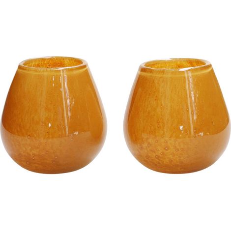 Lot de 2 Photophores Jaunes pour Bougie Chauffe-Plat Décoration Intérieure Ø 12,5 x H 11,5 cm - PANGIVO (1/3)
