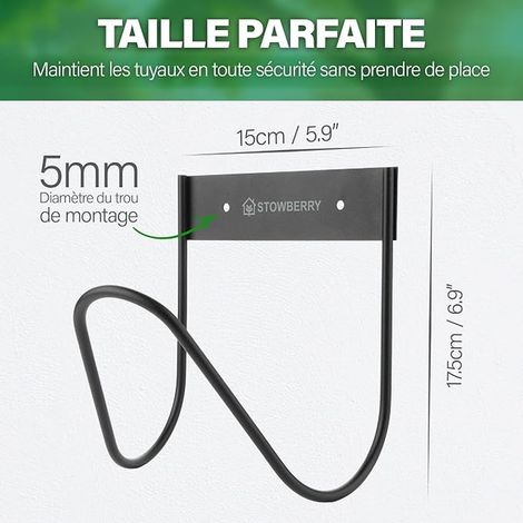 Wall Mounted Garden Hose Holder - Metal Bracket, Garden Hose Extender for Outdoor Watering Storage (1/2)