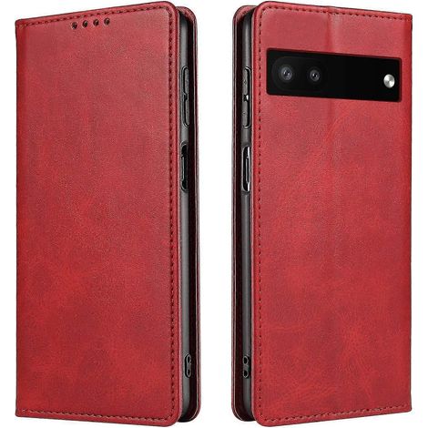 Étui en cuir pour Google Pixel 6a, étui portefeuille avec support, texture veau, fermeture magnétique SZRH AC (1/5)