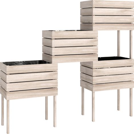 GagaJardinières sur Pieds carrés potagers - Lot de 4 jardinières sur Pied modulables - 50L x 30l x 60H cm (1/5)