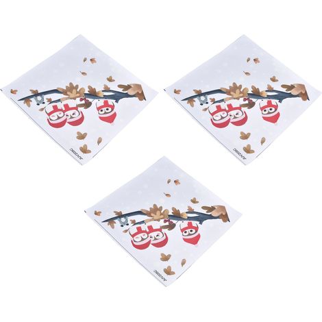 3 Autocollants Hiboux sur Branche d'Arbre - Décor Adhésif Innovant pour Noël Maison Boutique JUV205-C