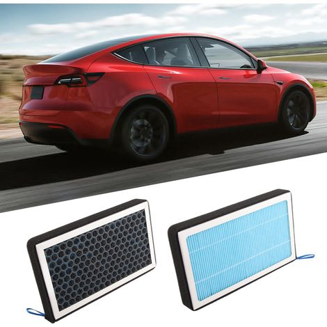 Zwei HEPA-Filter mit Aktivkohle-Reinigungswatte für Tesla Model 3/Y 2021-2023 (1/5)