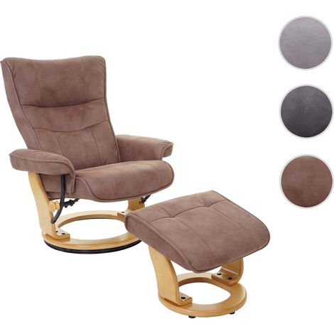 MCA fauteuil relax Montreal, fauteuil télévision + tabouret, tissu, charge max. 130kg - marron antique nature (1/5)
