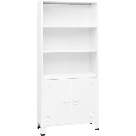 Bücherregal im Industrie-Stil Weiß 80x32x180 cm Stahl