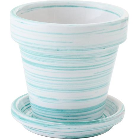 Cache-Pot Avec Soucoupe "Julio" 21cm Vert Menthe (1/4)
