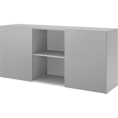 bümö office Sideboard mit Schwebetür Grau/Silber