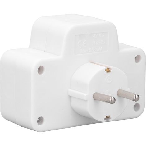 Standard-Eurosteckeradapter mit beleuchtetem Schalter, 2-polig, wasserdicht (IP44), 16 A, 250 V, Reise-Stromwandler (1/5)