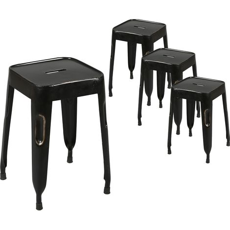 TOLGA - Lot de 4 Tabourets Noirs (1/4)