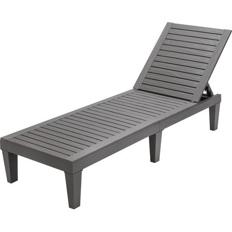 COSTWAY Outdoor Lounge Chair Weather Resistant Adjustable Recliner Gray (1/5)